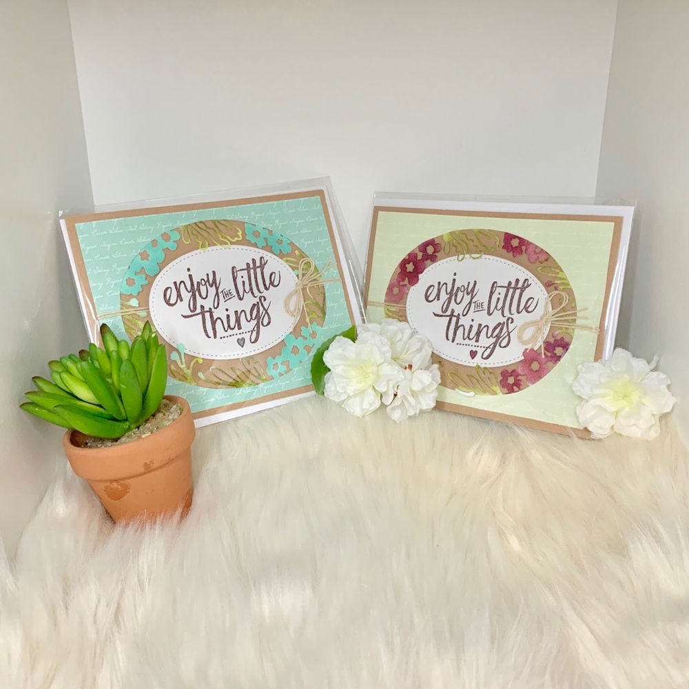 Handmade Enjoy Little Things Floral Greeting Card